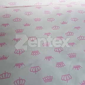 Ткань «Розовые короны на белом» купить в Минске