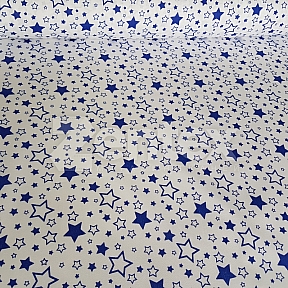 Ткань «Синий звездопад на белом» купить в Минске