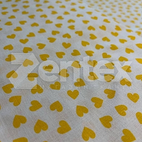 Ткань «Жёлтые сердечки на белом» купить в Минске