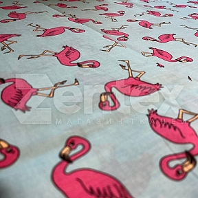 Ткань «Фламинго на бирюзовом» купить в Минске