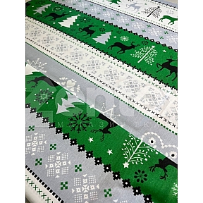 Ткань «Новогодние арнаменты в серо-зелёном» купить в Минске