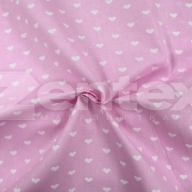 Ткань «Белые сердечки на розовом» купить в Минске