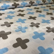 Ткань «Серо-голубые крестики на белом» купить в Минске