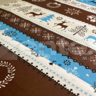 Ткань «Новогодние арнаменты в голубо-коричневом» купить в Минске